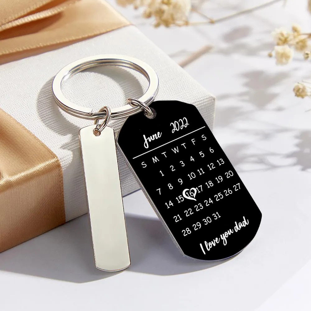 Personalized Spotify Calendar Keychain Custom Picture & Music Song Code Couples Photo Keyring Gift for Father