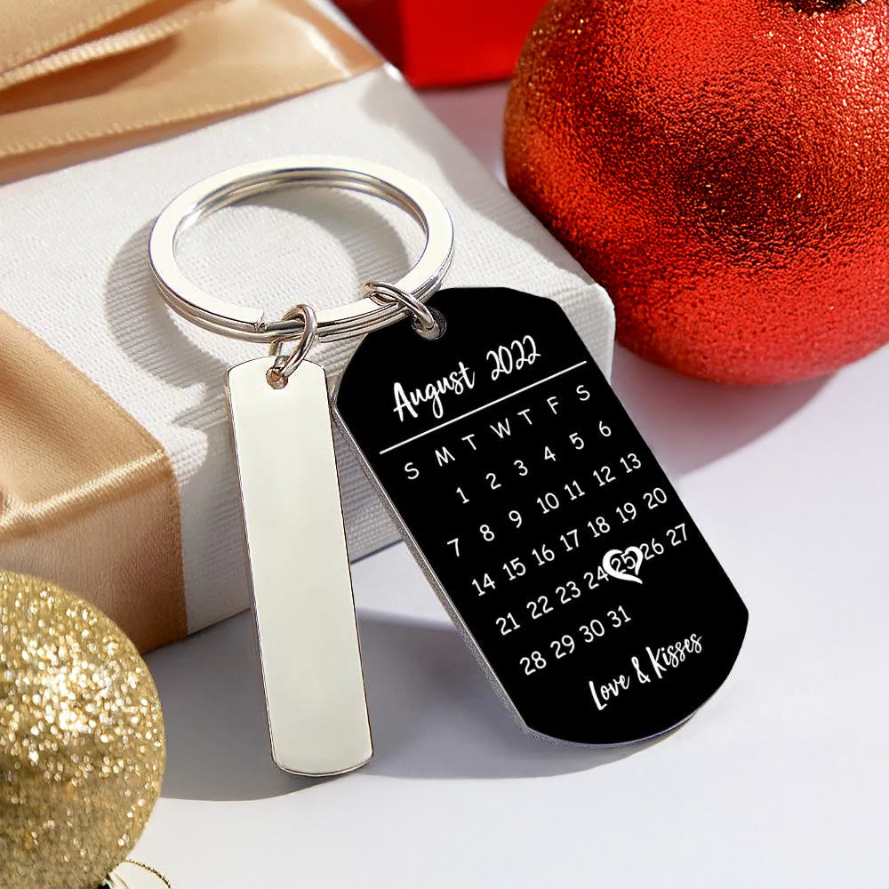 Personalized Spotify Calendar Keychain Custom Picture & Music Song Code Couples Photo Keyring Christmas Gifts