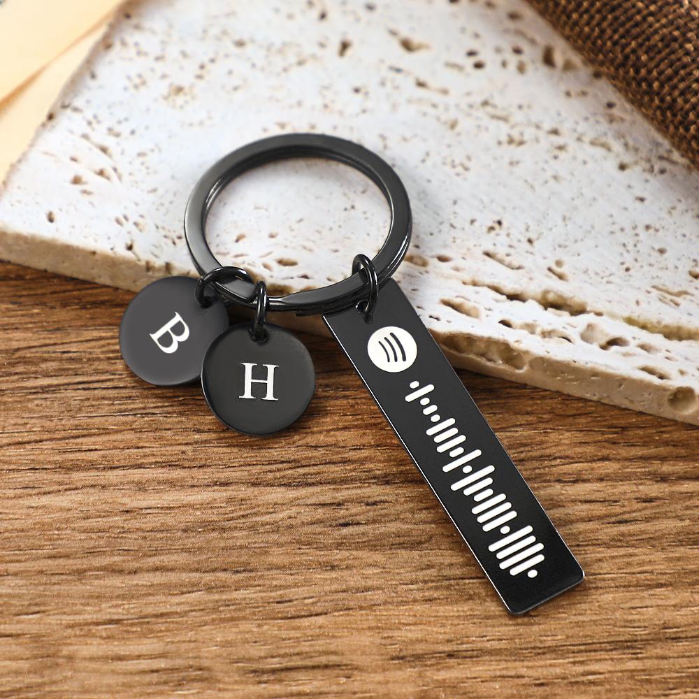Scannable Spotify Code Keychain With Engraved Circle Pendant Custom Music Song Keychain Gift