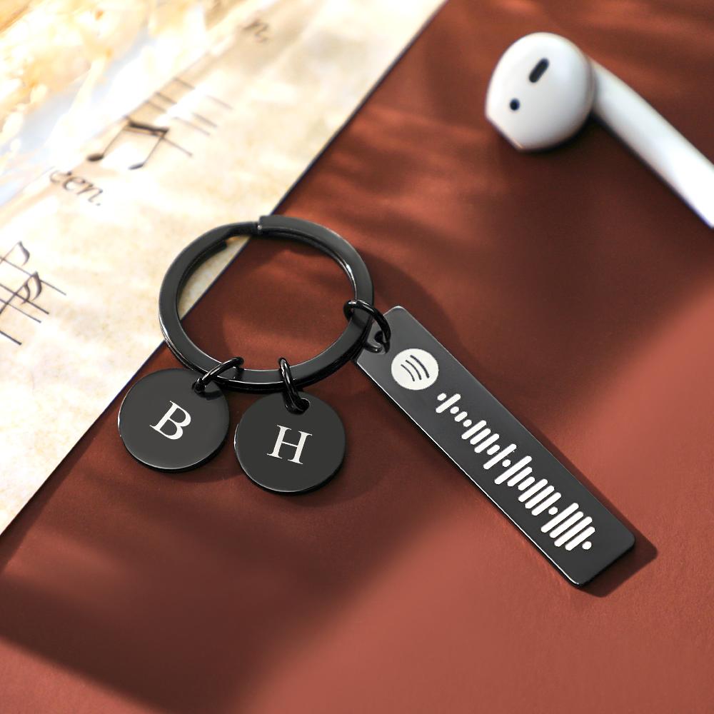 Scannable Spotify Code Keychain With Engraved Circle Pendant Custom Music Song Keychain Gift