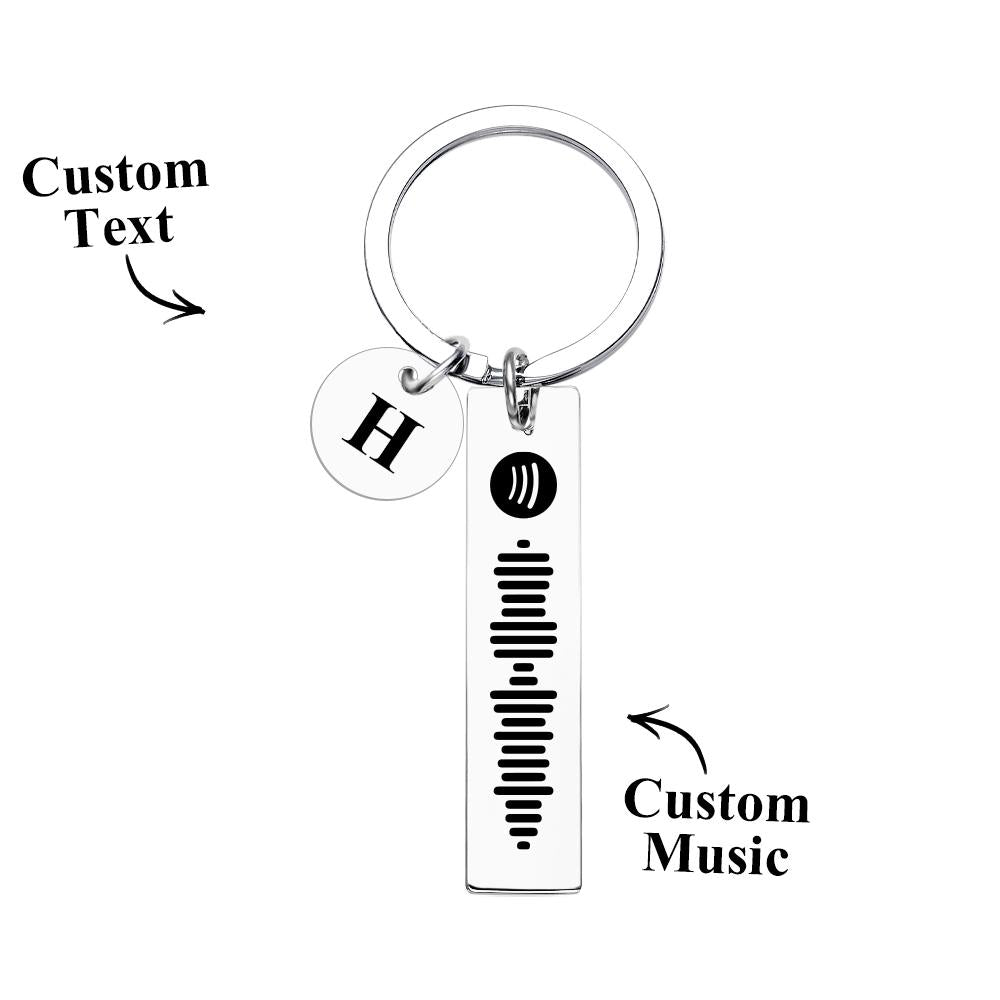 Scannable Spotify Code Keychain With Engraved Circle Pendant Custom Music Song Keychain Gift