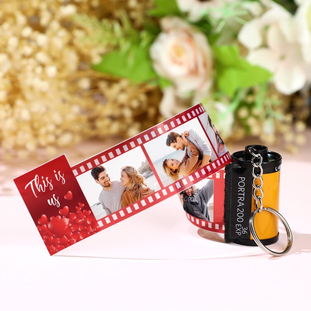 Custom Photo Film Roll Keychain This Is Us Theme Love Heart Camera Keychain Valentine's Day Gift
