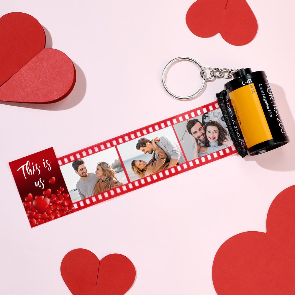 Custom Photo Film Roll Keychain This Is Us Theme Love Heart Camera Keychain Valentine's Day Gift