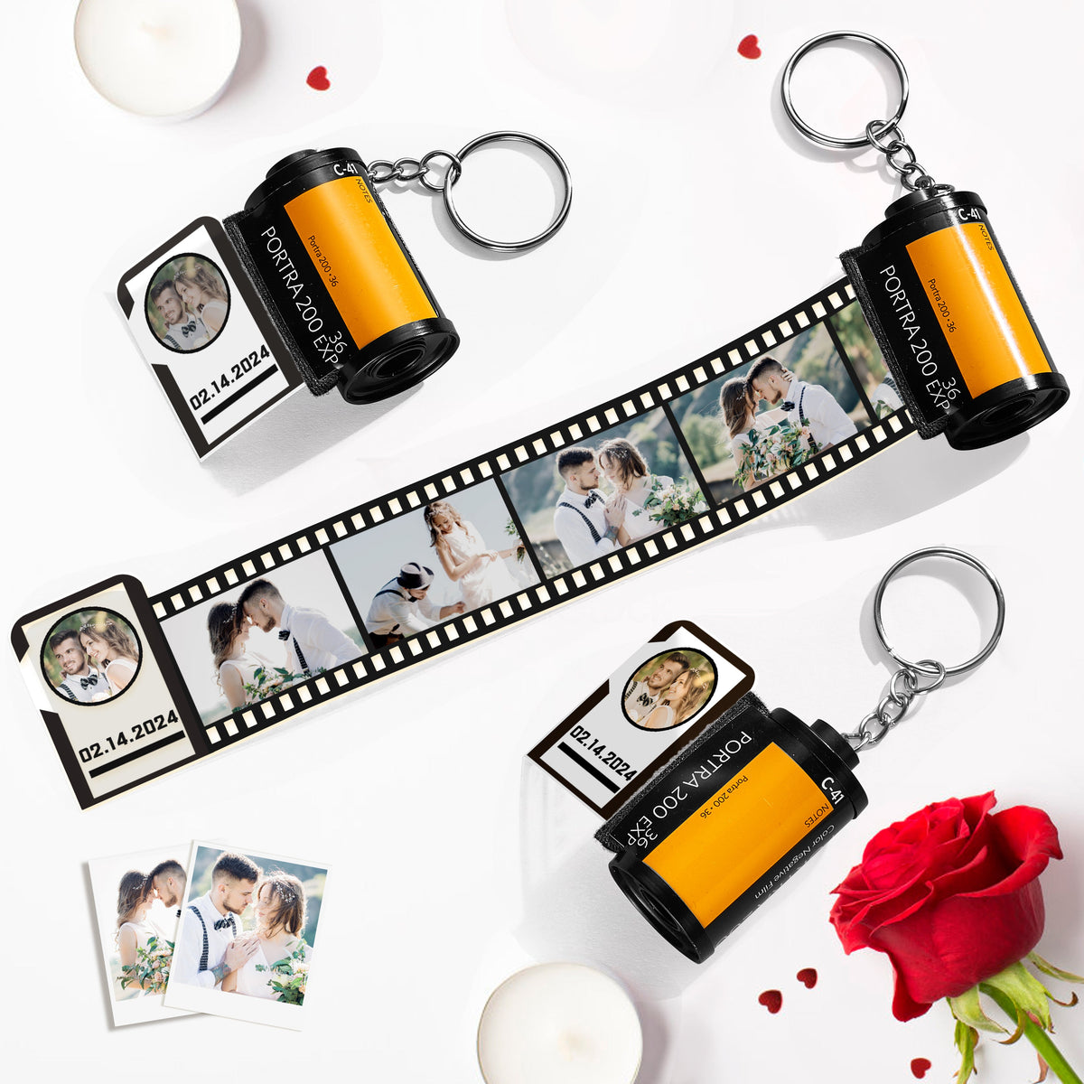 Custom Photo Film Roll Keychain With Text Memory Camera Keychain Valentine's Day Gifts For Couples