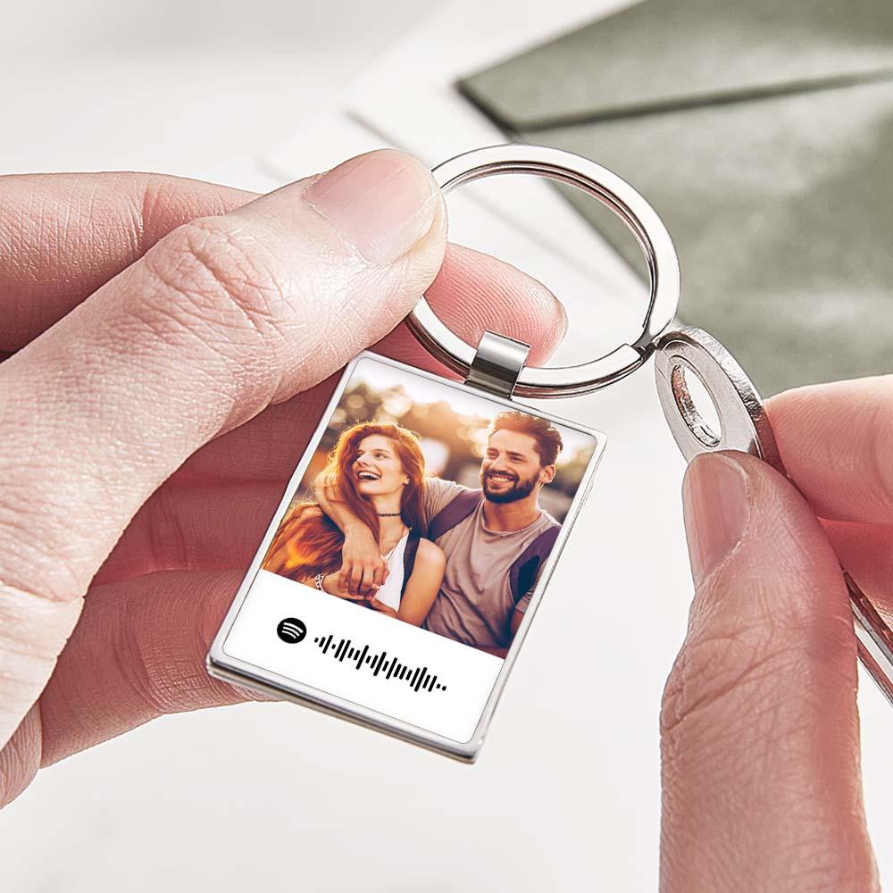 Custom Photo Spotify Code Calendar Keychain Personalized Date Scannable Music Code Keychain Anniversary Gift