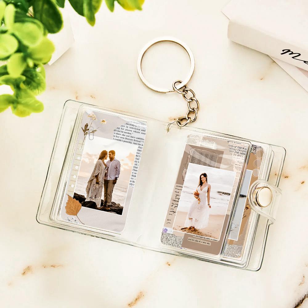 Custom Mini Photo Album Keychain Custom Design Background Photo Plastic Keychain Gift for Her