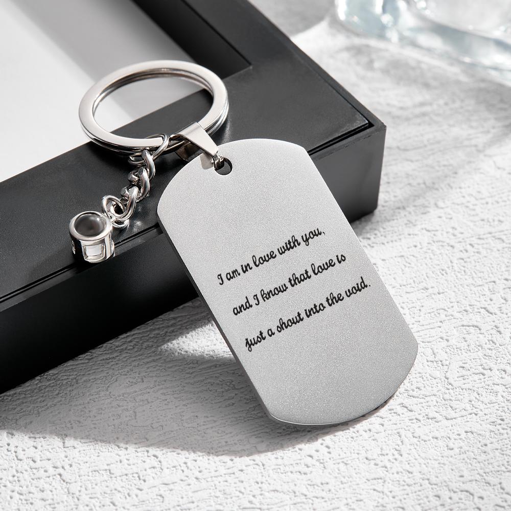 Custom Projection Photo Engraved Keychain Simple Couple Commemorate Gift