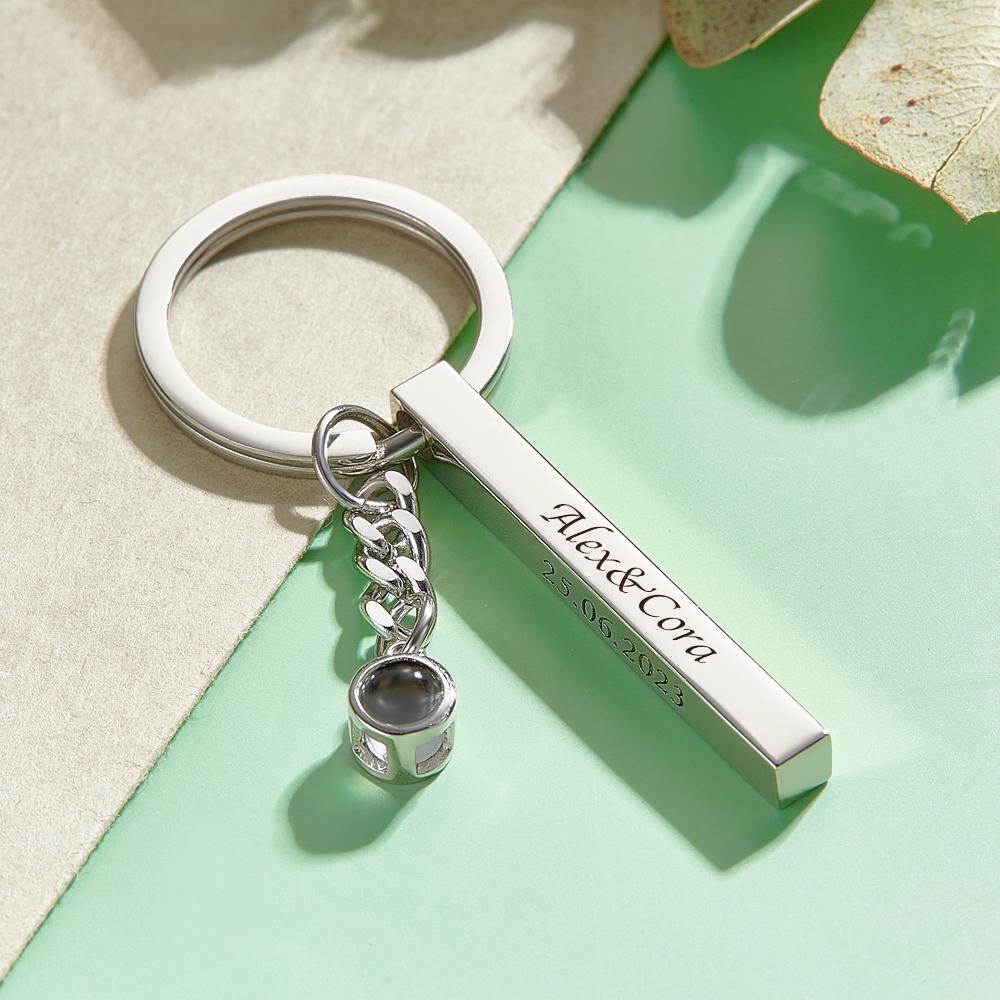 Custom Engraved Projection Keychain Simple Strip Gift