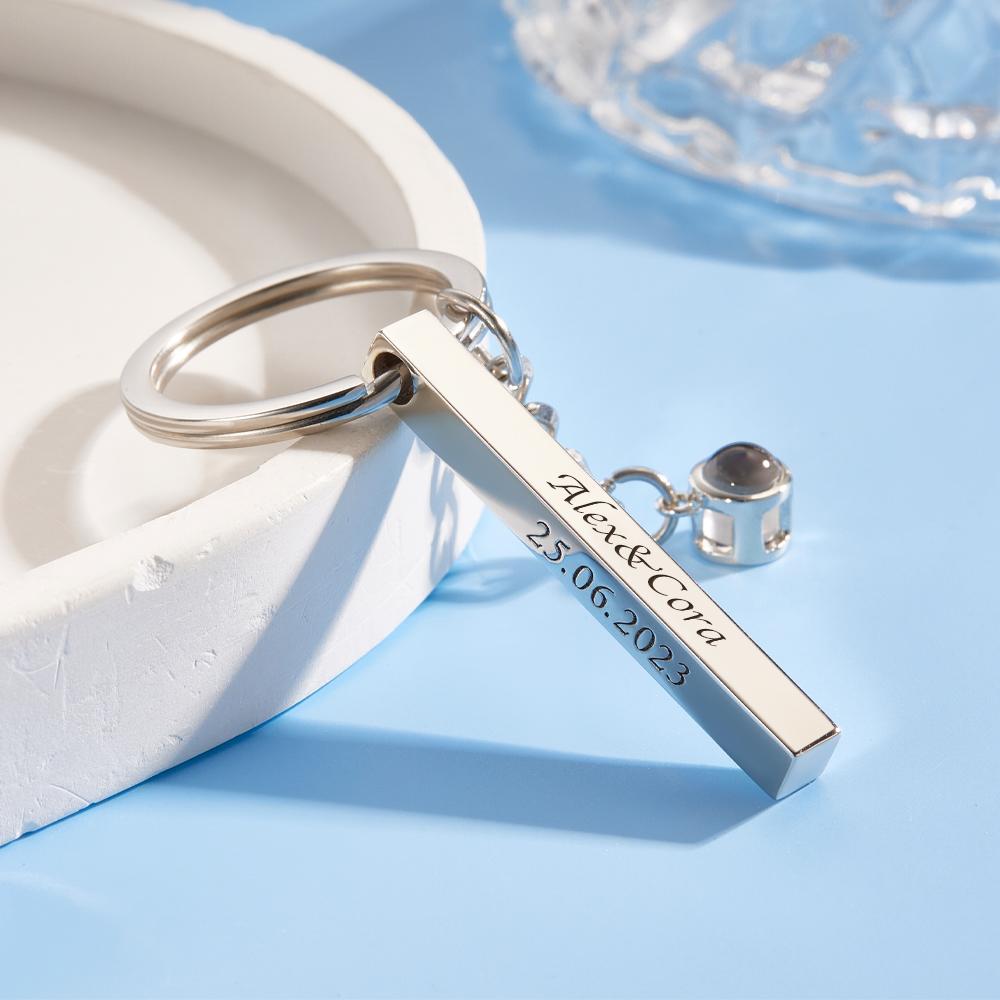 Custom Engraved Projection Keychain Simple Strip Gift