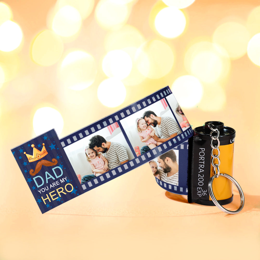 Custom Photo Camera Keychain Dad You Are My Hero Film Roll  Keychain Father's Day Gift