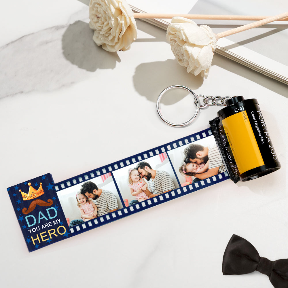 Custom Photo Camera Keychain Dad You Are My Hero Film Roll  Keychain Father's Day Gift