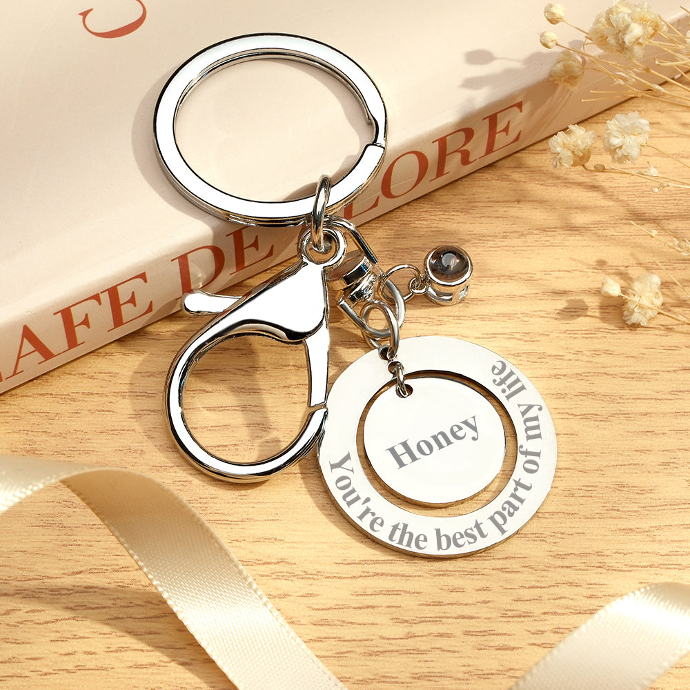 Custom keychain Personalized Projection Photo Keychain Anniversary Gift