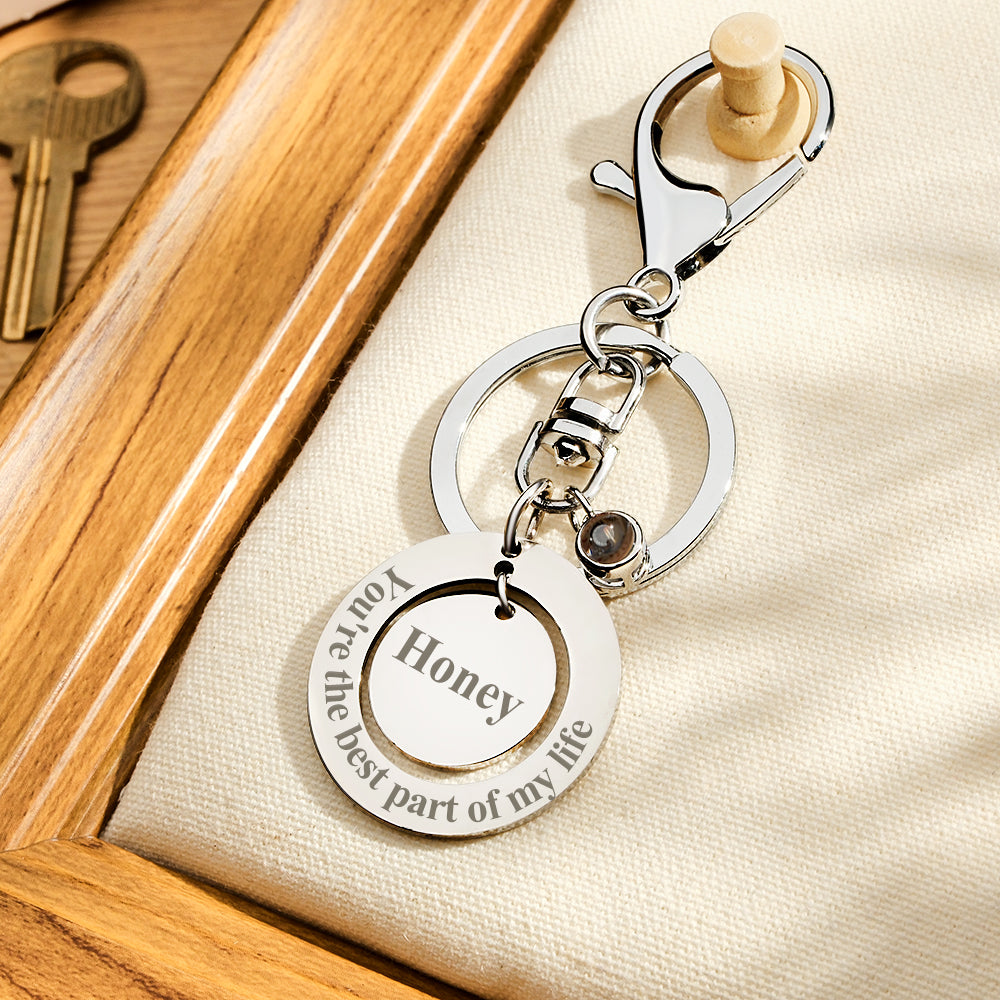 Custom keychain Personalized Projection Photo Keychain Anniversary Gift