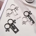 2 Personalized Couple Keychains Engraved Name and Date with Gamepad Charm Keyrings