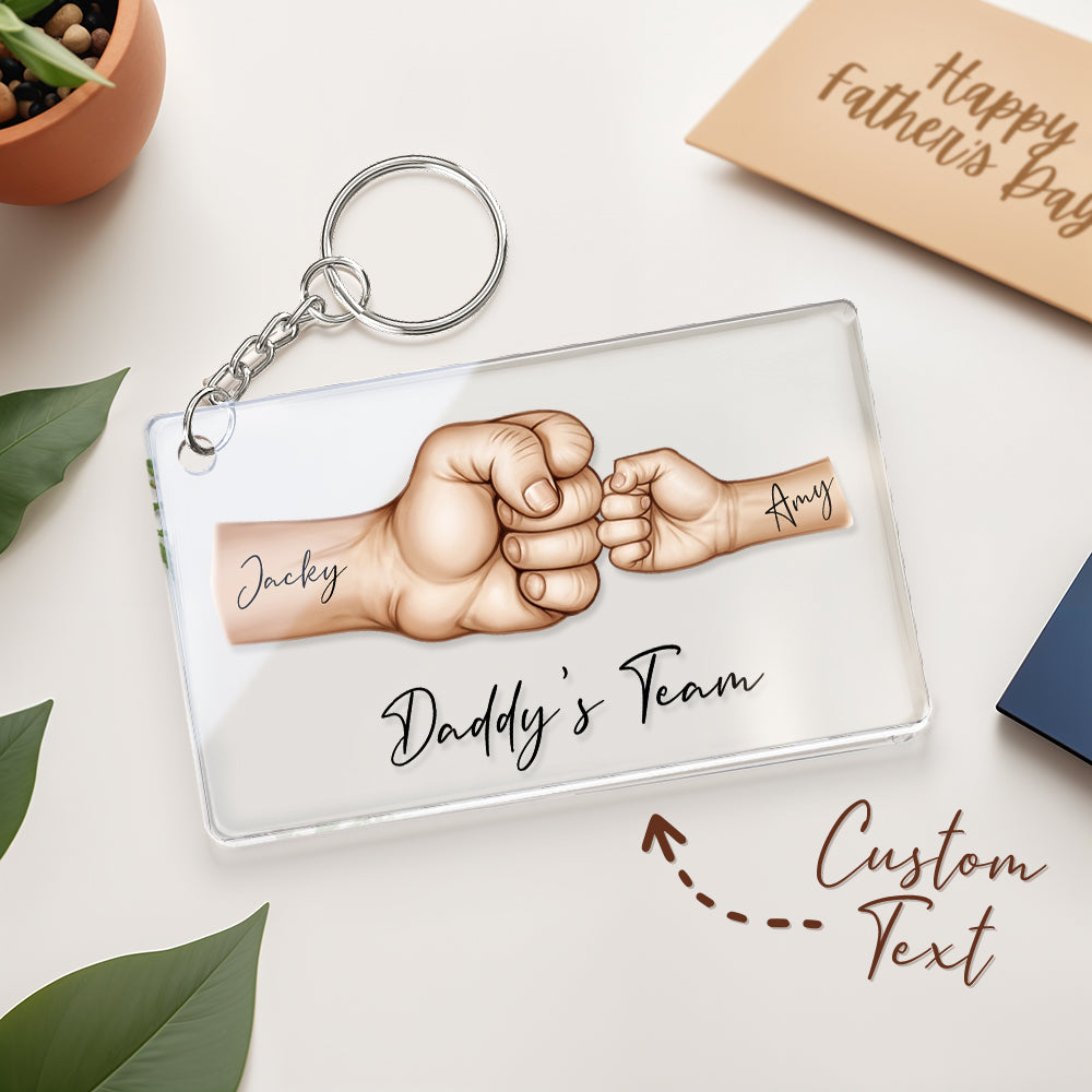 Personalized Daddy's Team Fist Bump Keychain, Custom Dad Acrylic Keychain, Father's Day Gift from Kids, Father's Day Gift for Daddy Grandpa