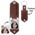 Custom Photo Dad Drive Safe With Kids Names Personalized Leather Photo Keychain Gift for Dad