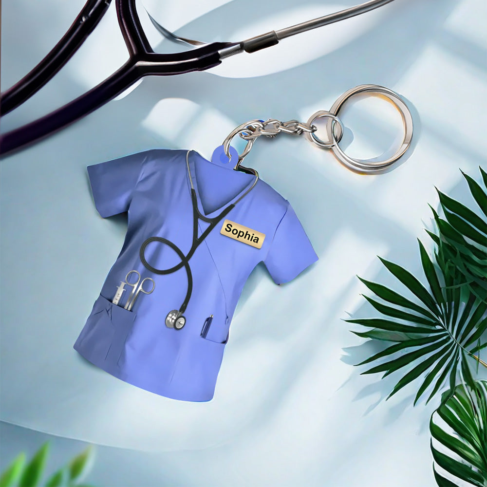 Custom Nurse Uniform Keychain Acrylic Keychain With Text Unique Gift For Nurse