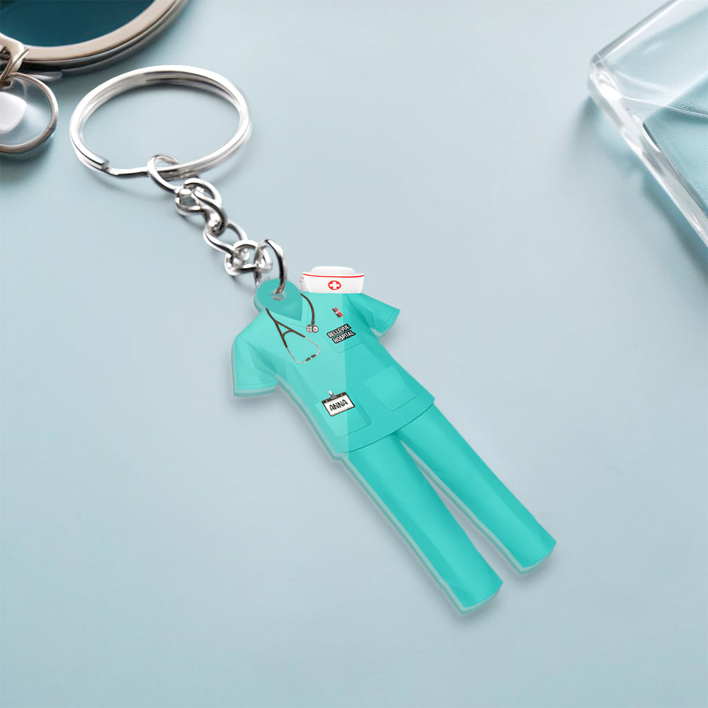 Custom Nurse Uniform Personalized Acrylic Keychain With Text Unique Gift For Nurse
