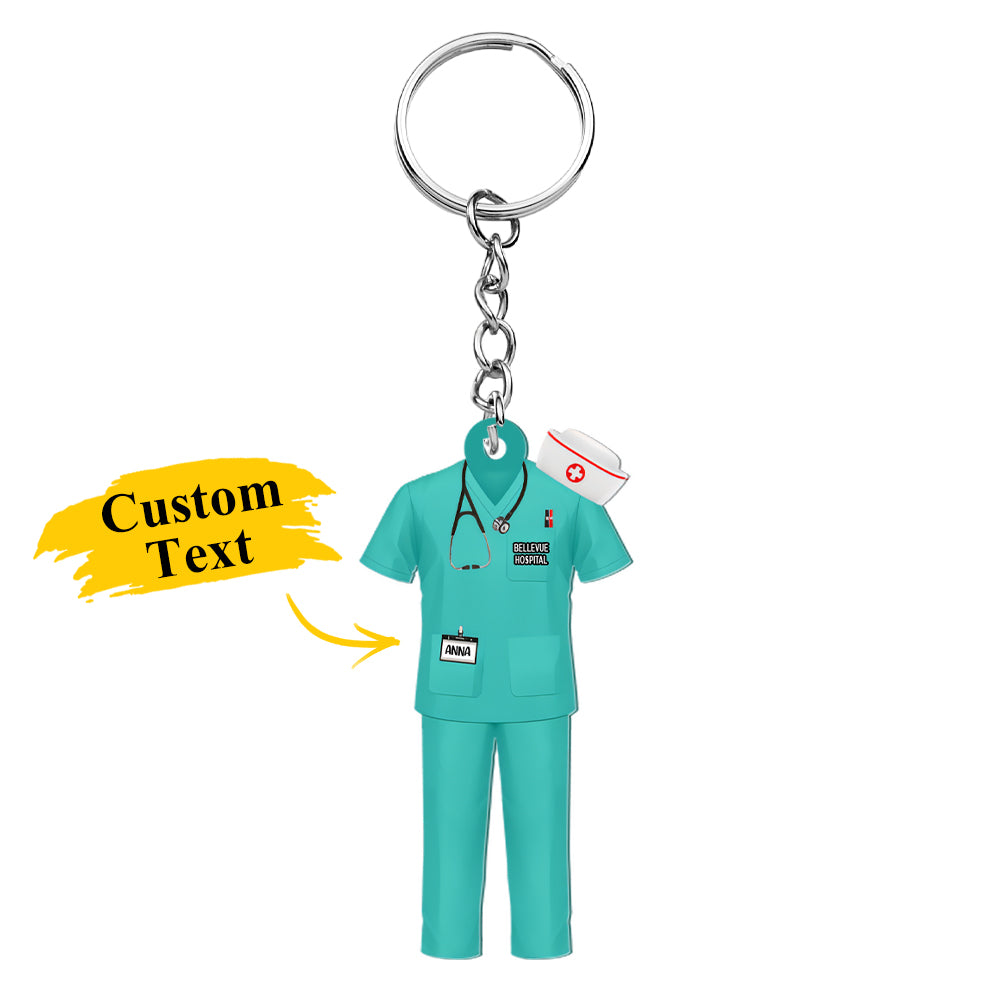 Custom Nurse Uniform Personalized Acrylic Keychain With Text Unique Gift For Nurse