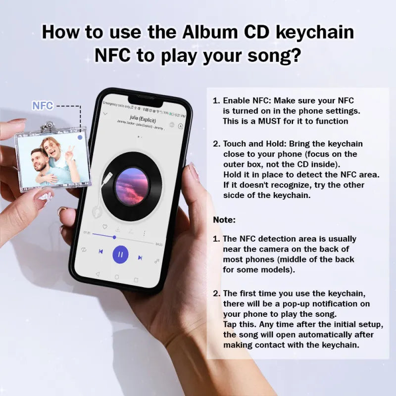 Personalized NFC Keychain Custom Mini Album CD Keychain with Fully Custom Photos+Song Play Your Favorite Spotify Song Instantly Personalized Music Gift Music Lover Keychain CD Album Father's Day Gifts