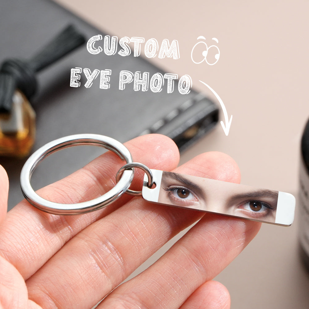 Custom Eye Keychain Personalized Double-Sided Keychain Color Photo Custom Text Best Gift For Anniversary
