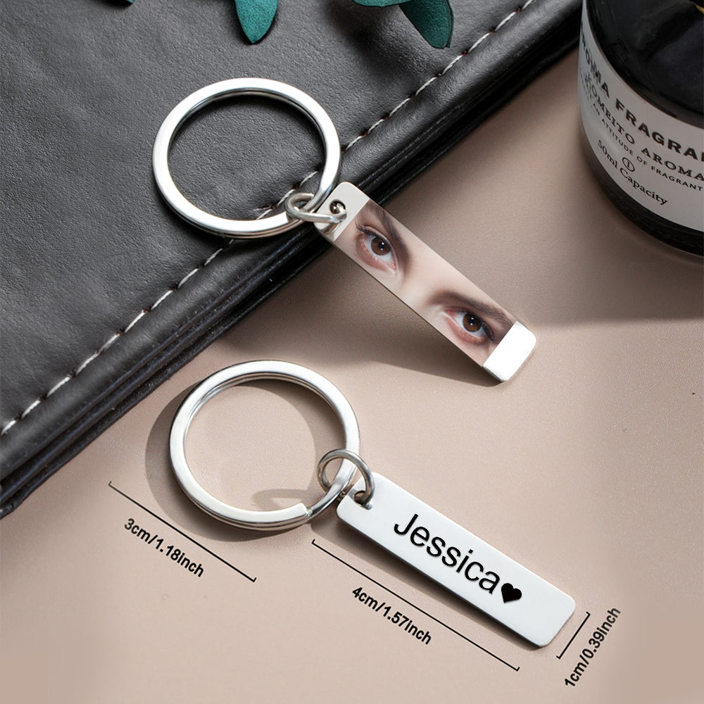 Custom Eye Keychain Personalized Double-Sided Keychain Color Photo Custom Text Best Gift For Anniversary