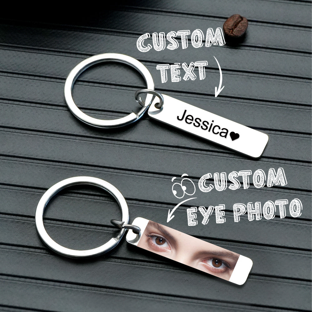Custom Eye Keychain Personalized Double-Sided Keychain Color Photo Custom Text Best Gift For Anniversary