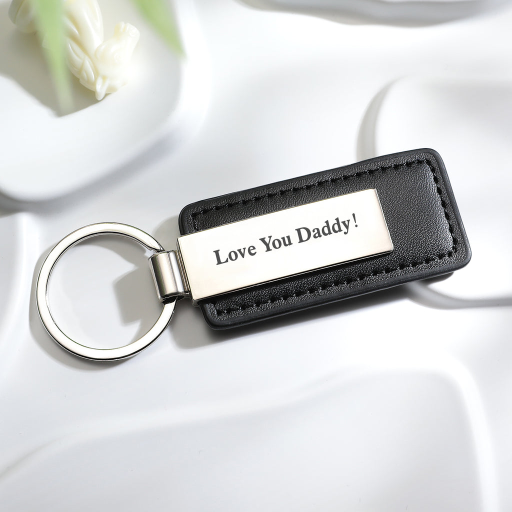 Personalized Keychains Engraved Metal or Leather Keychain Custom Key Chain for Car Keys Father's Day Gift