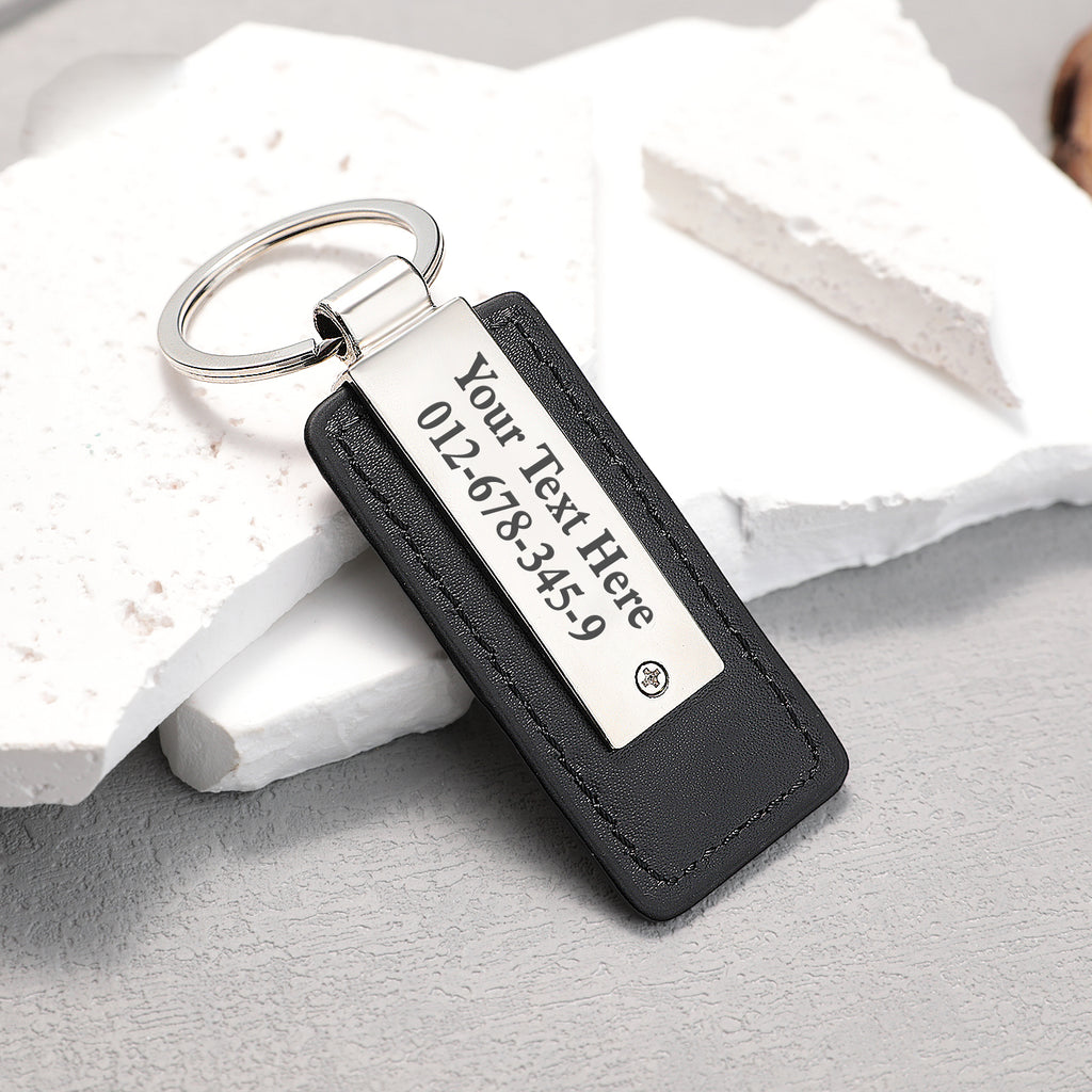 Personalized Keychains Engraved Metal or Leather Keychain Custom Key Chain for Car Keys Father's Day Gift
