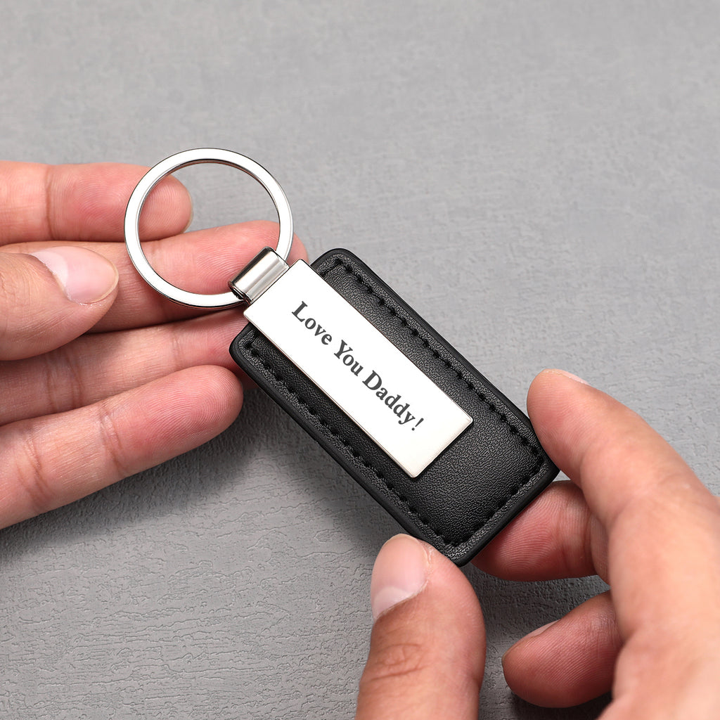 Personalized Keychains Engraved Metal or Leather Keychain Custom Key Chain for Car Keys Father's Day Gift