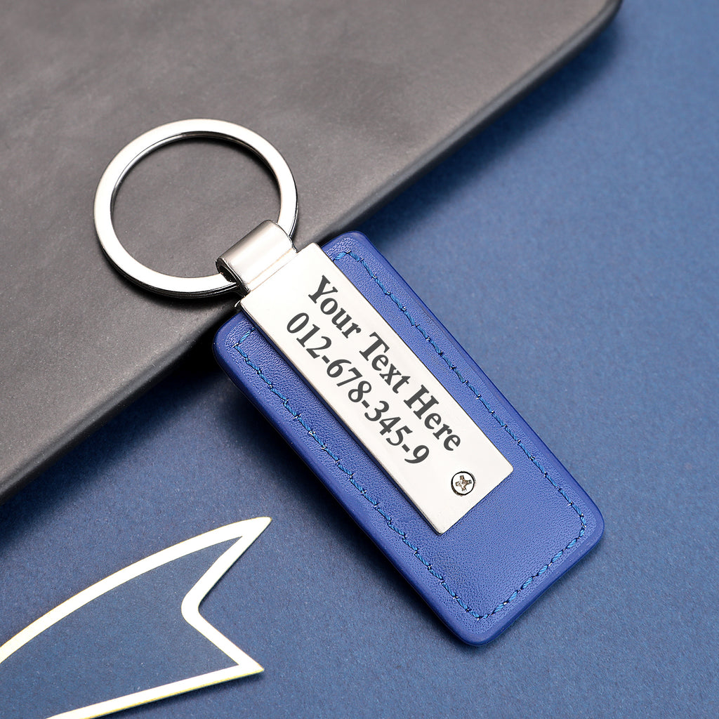 Personalized Keychains Engraved Metal or Leather Keychain Custom Key Chain for Car Keys Father's Day Gift