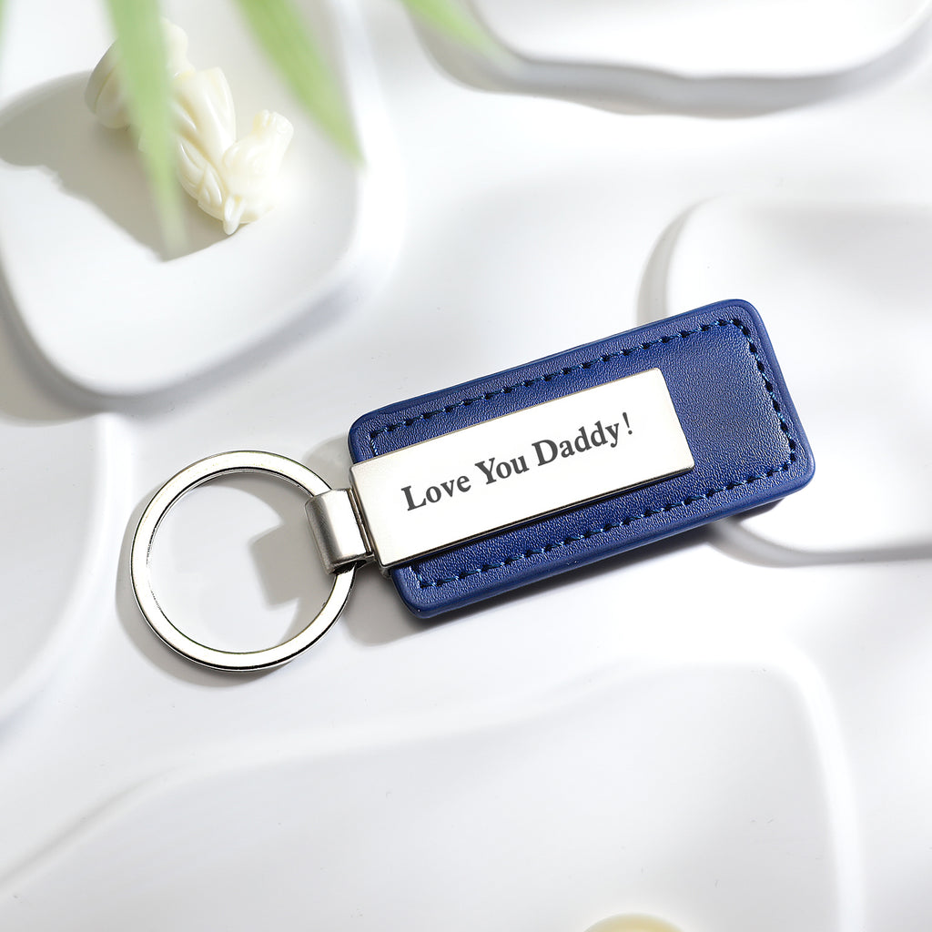 Personalized Keychains Engraved Metal or Leather Keychain Custom Key Chain for Car Keys Father's Day Gift