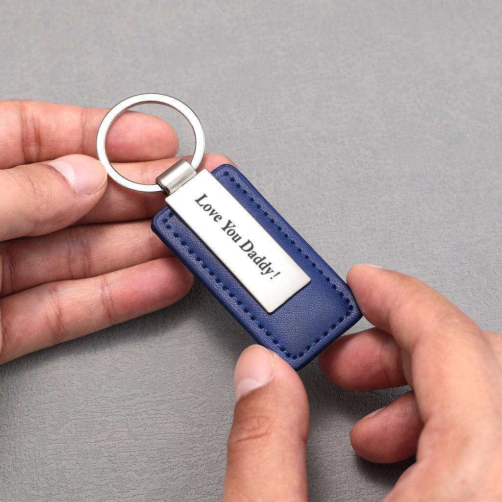 Personalized Keychains Engraved Metal or Leather Keychain Custom Key Chain for Car Keys Father's Day Gift