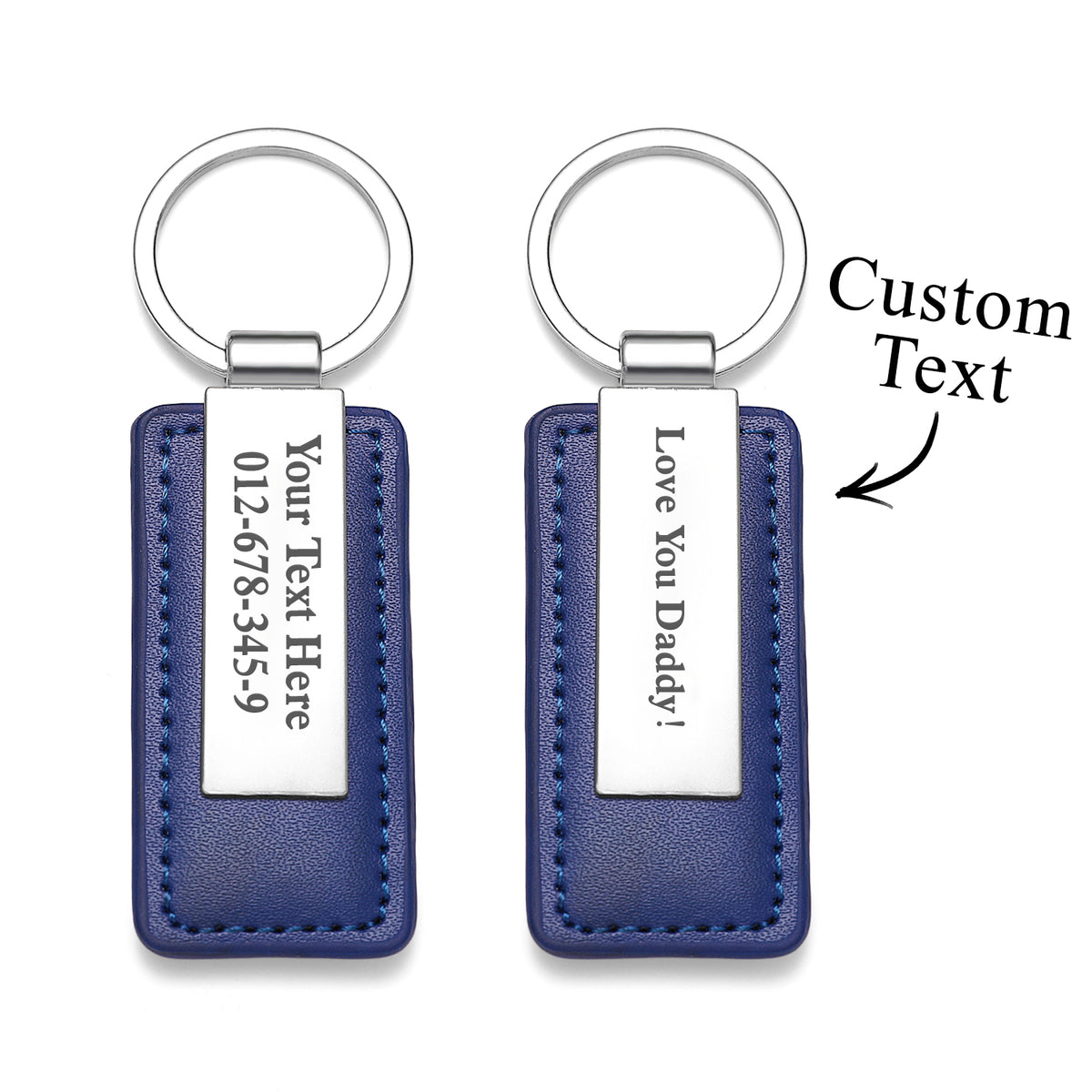 Personalized Keychains Engraved Metal or Leather Keychain Custom Key Chain for Car Keys Father's Day Gift