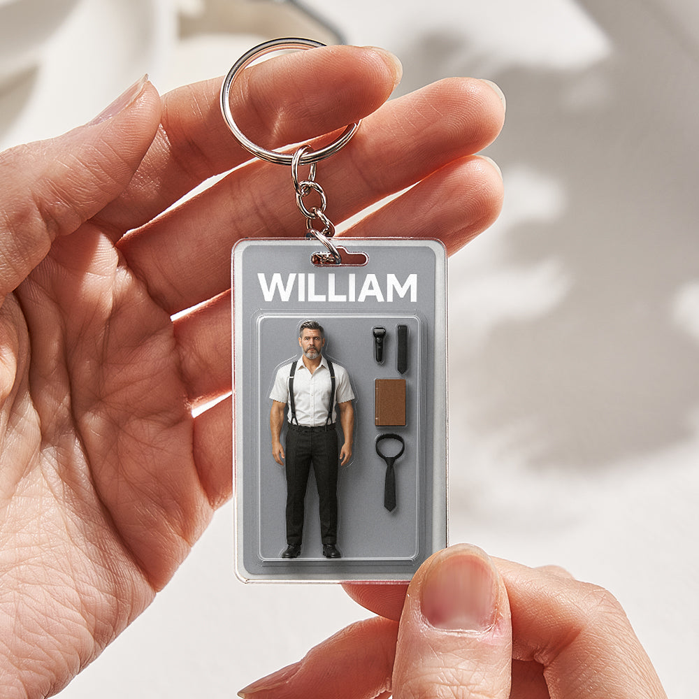 3D Effect Action Figure Pack Packaging Toy Box Style Art Gift Personalized Acrylic Keychain Gift for Mom