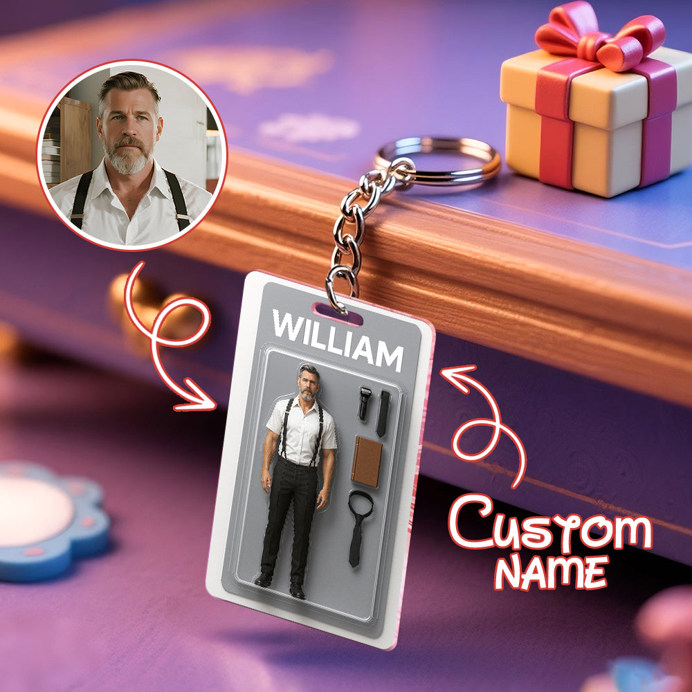 3D Effect Action Figure Pack Packaging Toy Box Style Art Gift Personalized Acrylic Keychain