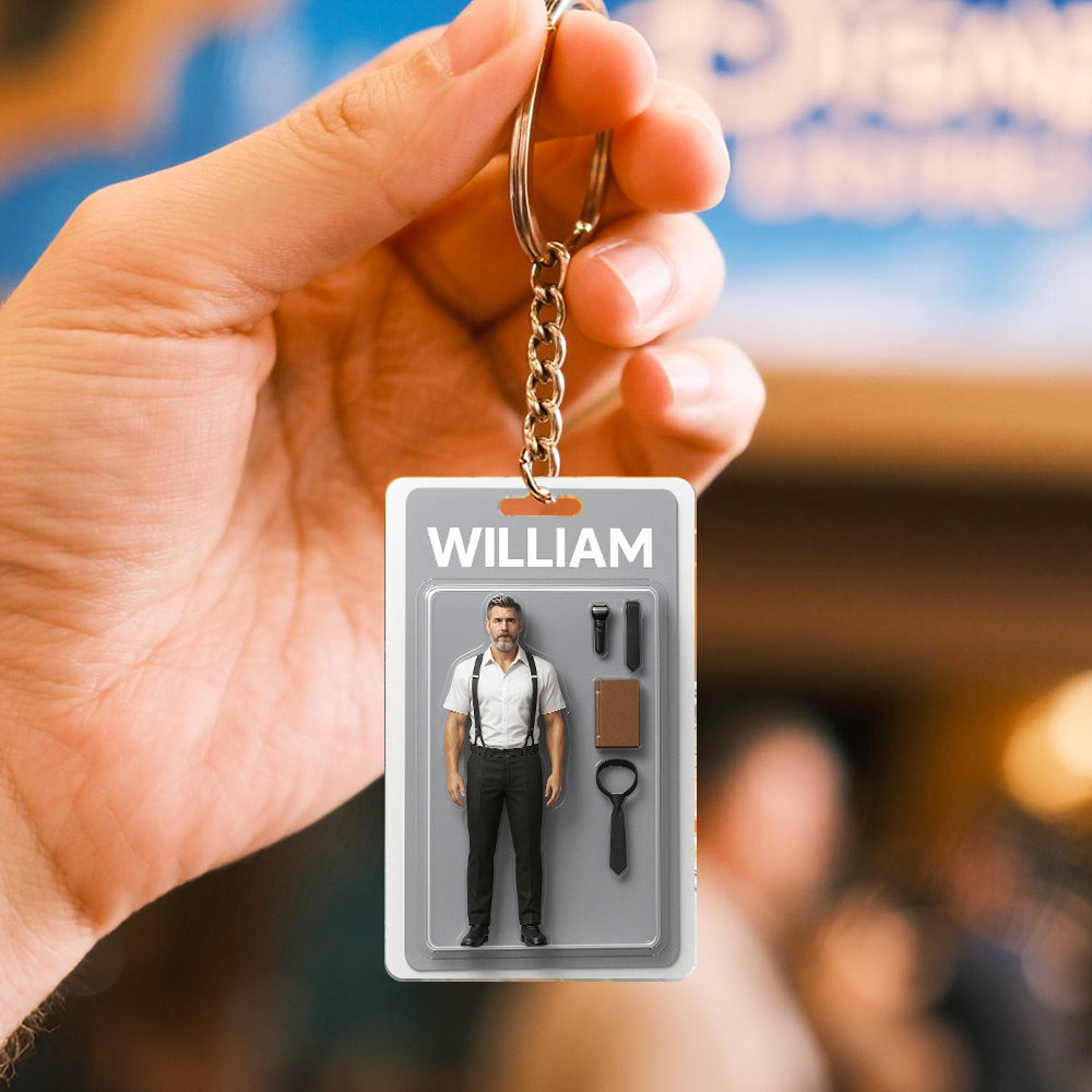 3D Effect Action Figure Pack Packaging Toy Box Style Art Gift Personalized Acrylic Keychain Gift for Mom