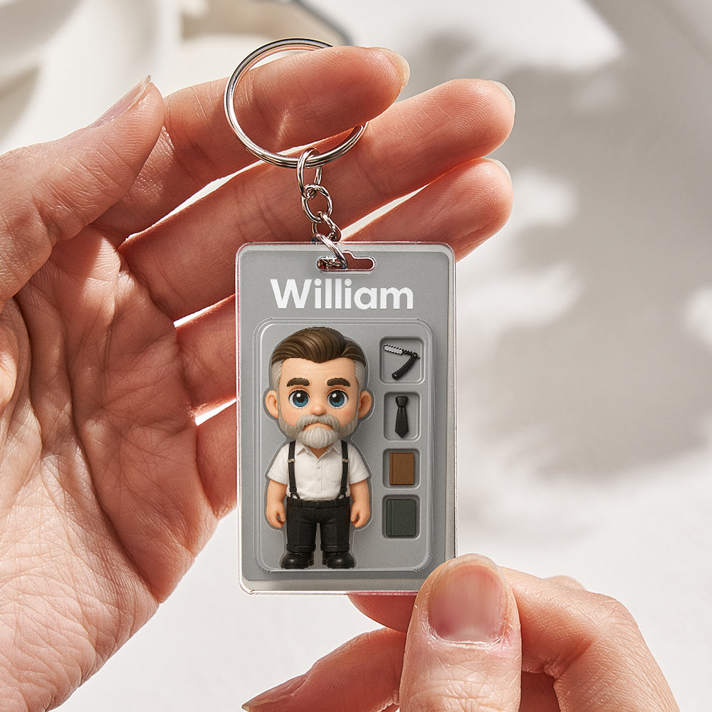 Custom Action Figure Pack Packaging Toy Box Style Art Gift Personalized Acrylic Keychain Gift for Family