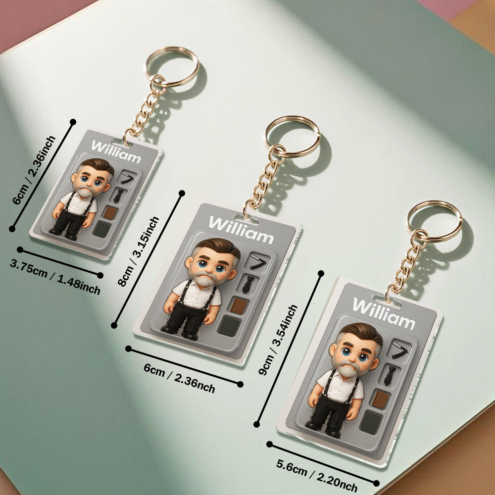 Custom Action Figure Pack Packaging Toy Box Style Art Gift Personalized Acrylic Keychain Gift for Family