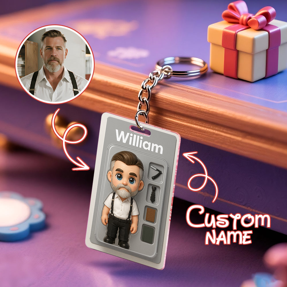 Custom Action Figure Pack Packaging Toy Box Style Art Gift Personalized Acrylic Keychain Gift for Family