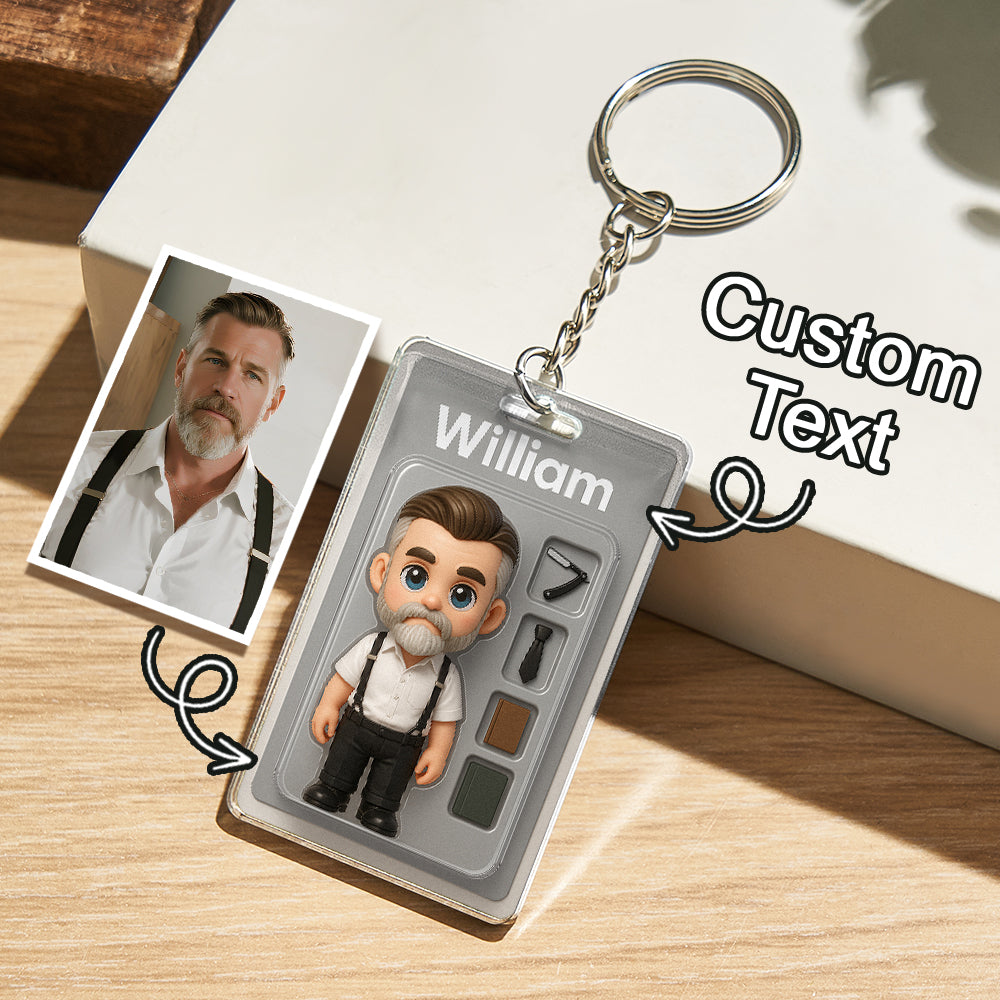 Custom Action Figure Pack Packaging Toy Box Style Art Gift Personalized Acrylic Keychain Gift for Family