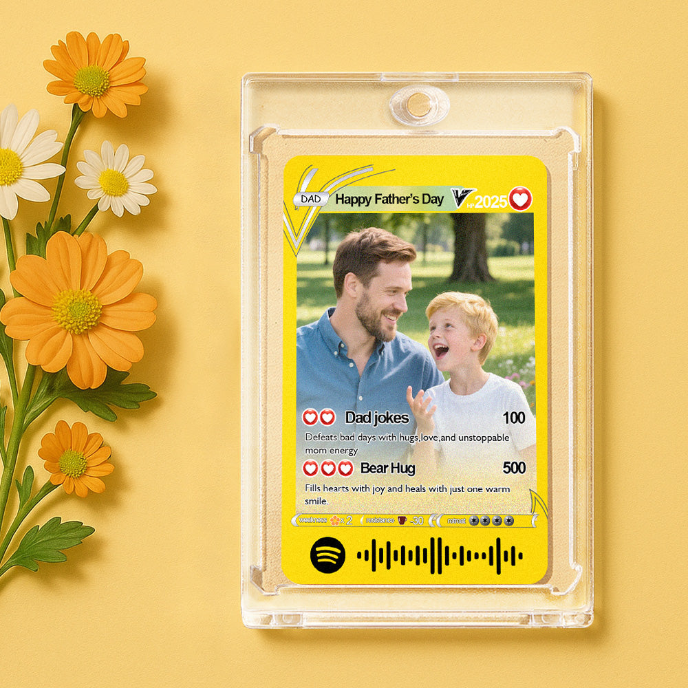 Custom Spotify Code Poke Card Custom Photo and Text Father's Day Gifts