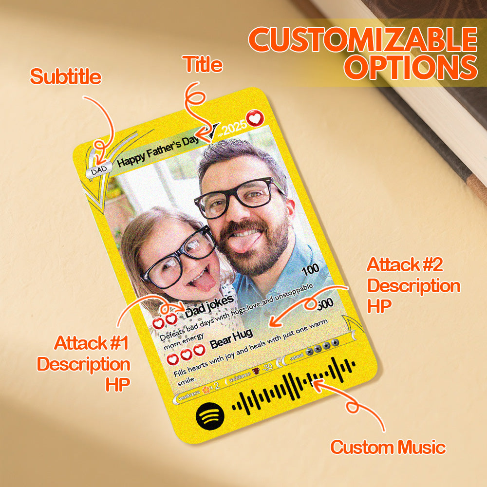 Custom Spotify Code Poke Card Custom Photo and Text Father's Day Gifts