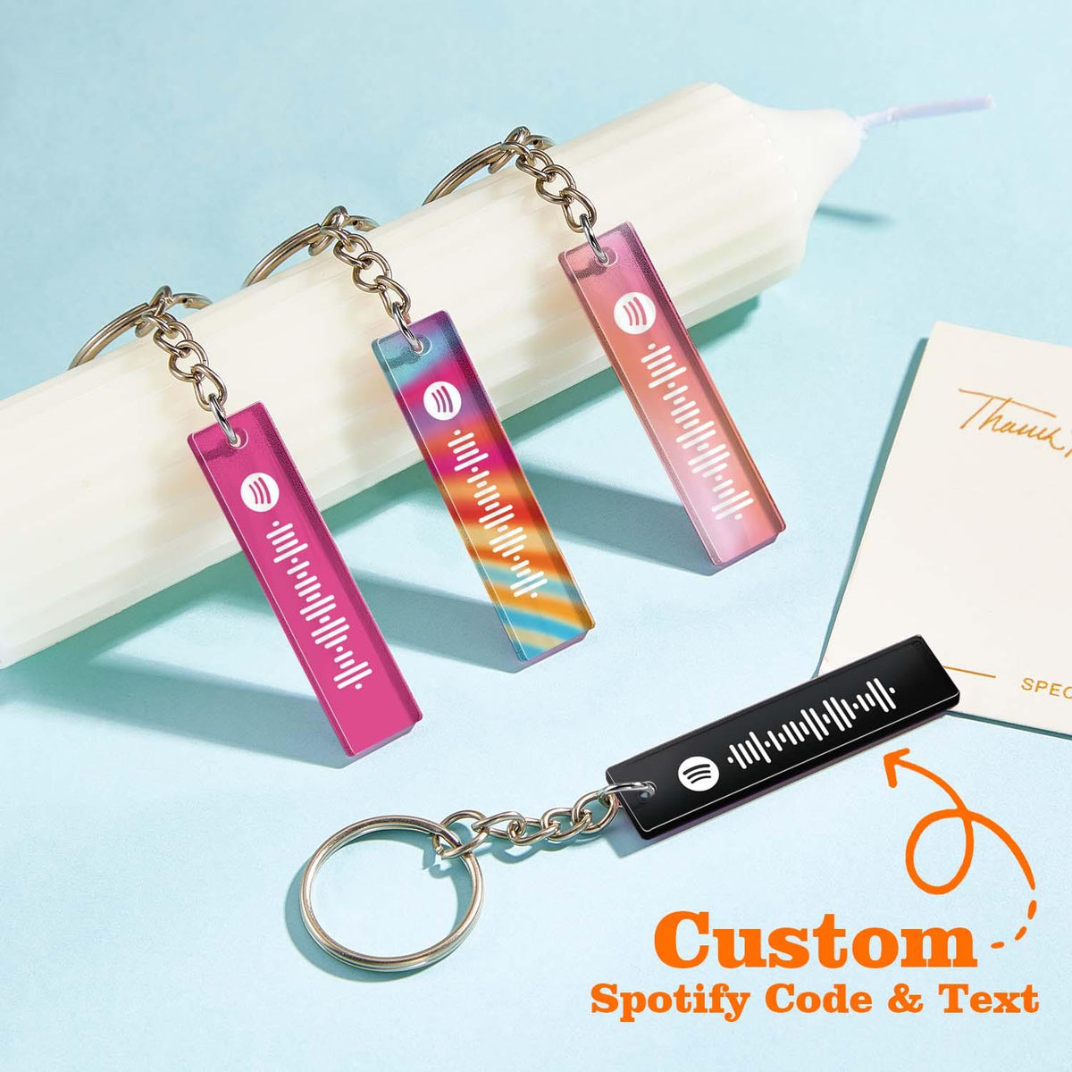 Custom Multicolor Spotify Keychain Scannable Keyring Personalized Acrylic Code Keychain Music Gift Couple Gift