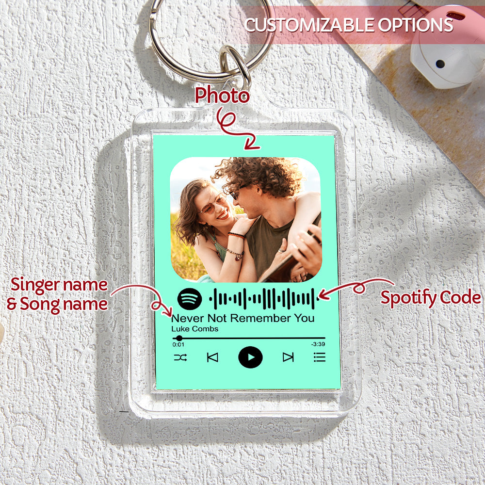 Custom Spotify Code Keychain Photo Keychain With Acrylic Shell Christmas Gifts