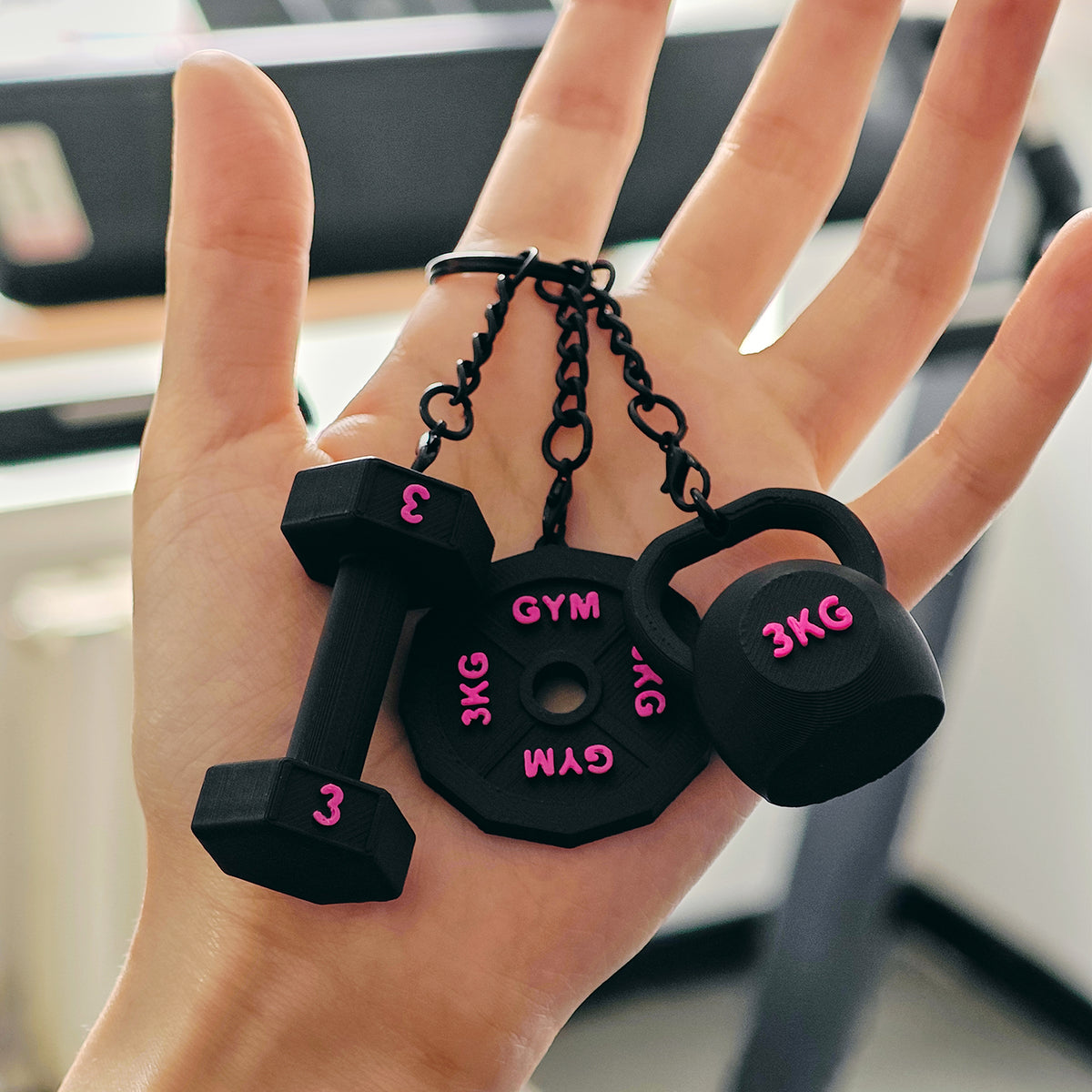 Personalized 3D Printed Dumbbell Kettlebell Weight Plate Mix Bag Charm Keychain with Name Birthday Gym Sports Gift for Fitness Enthusiasts