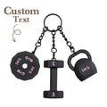 Personalized 3D Printed Dumbbell Kettlebell Weight Plate Mix Bag Charm Keychain with Name Birthday Gym Sports Gift for Fitness Enthusiasts