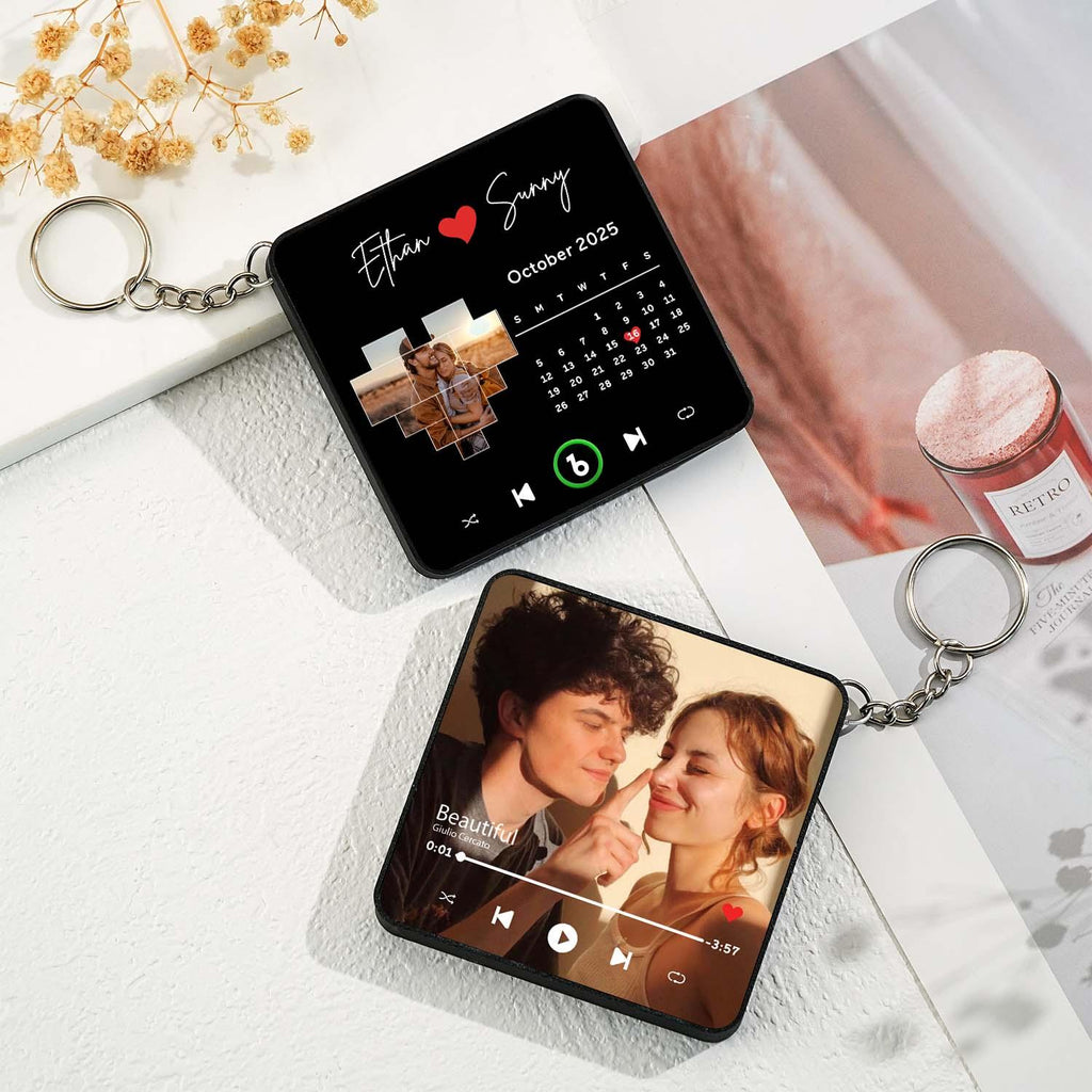 Personalized Photo Music Keychain Bluetooth Music Box Bag Charm That Plays Music Without Cell Phone Anniversary Gifts