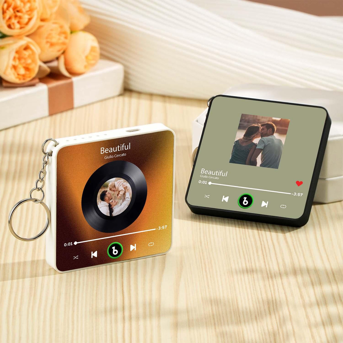 Personalized Photo Music Keychain Bluetooth Music Box Bag Charm That Plays Music Without Cell Phone Anniversary Gifts