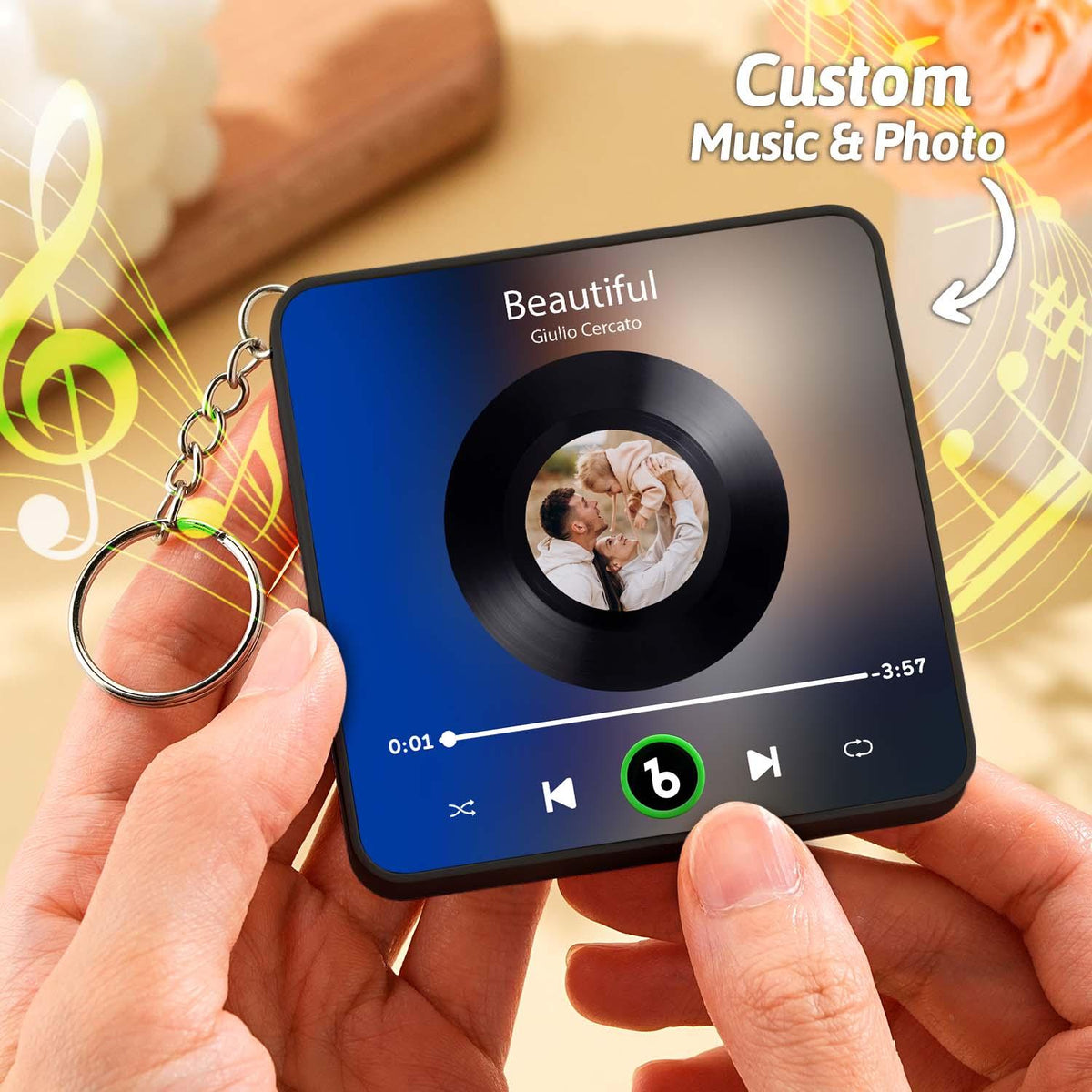 Personalized Photo Music Bluetooth Keychain Music Box Bag Charm That Plays Music Without Cell Phone Anniversary Gifts